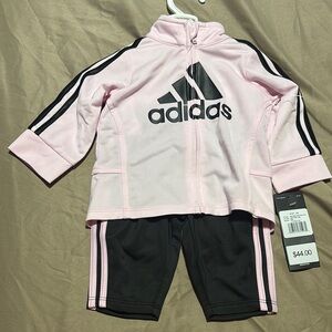 Adidas Pink and Black Tracksuit